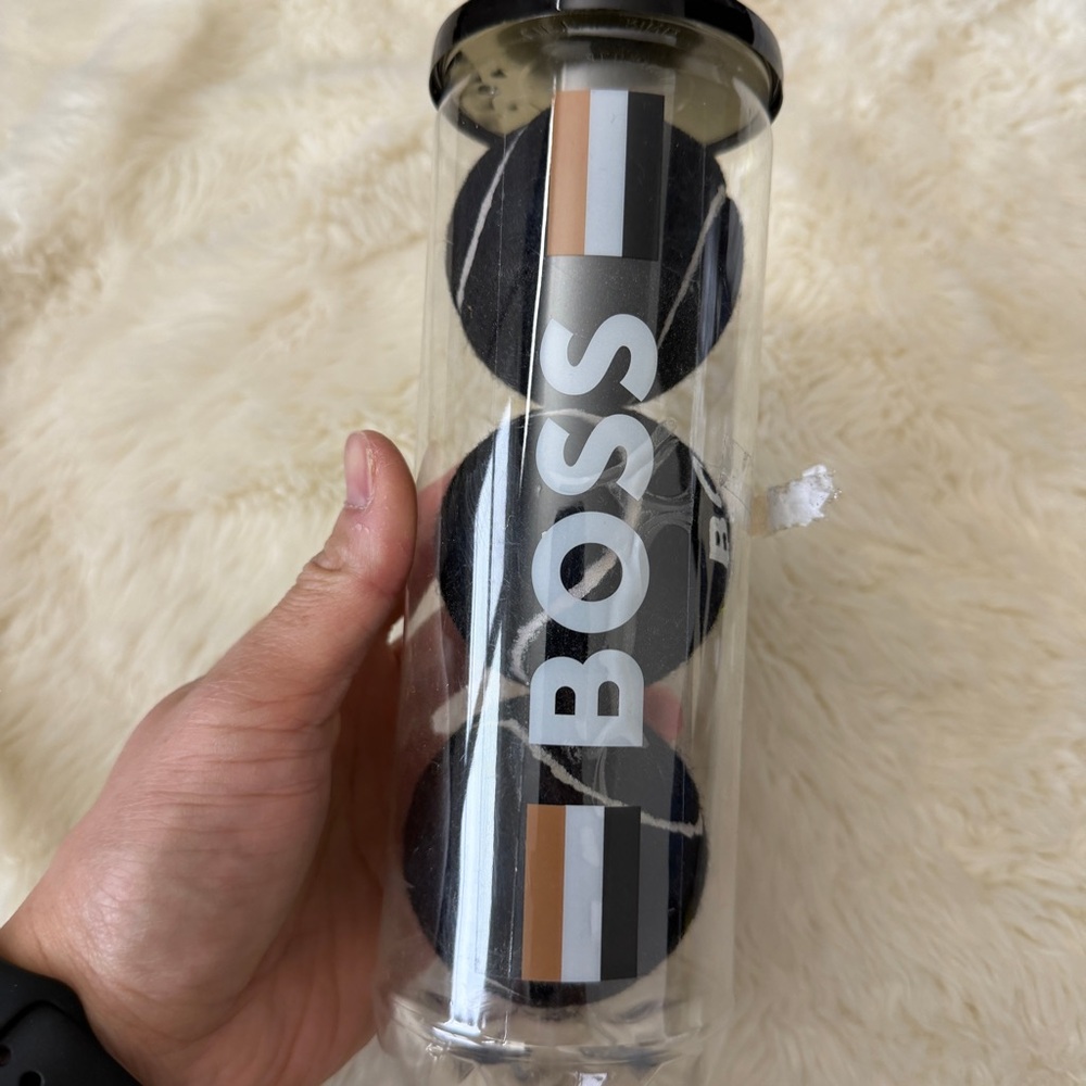 BOSS Black Tennis Balls with White & Tan Stripes